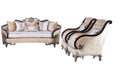 Black & Silver Wood Trim Sofa Set 3 U6891
