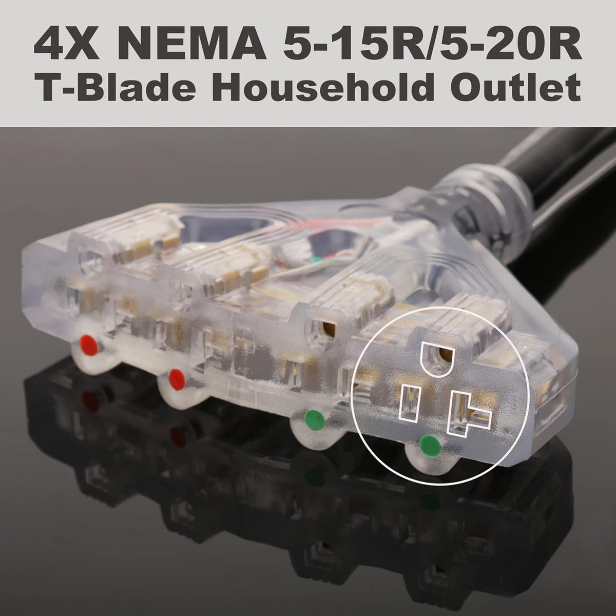 50 Amp to 110V RV Generator Distribution Adapter Cord with Dust Protection Caps J923