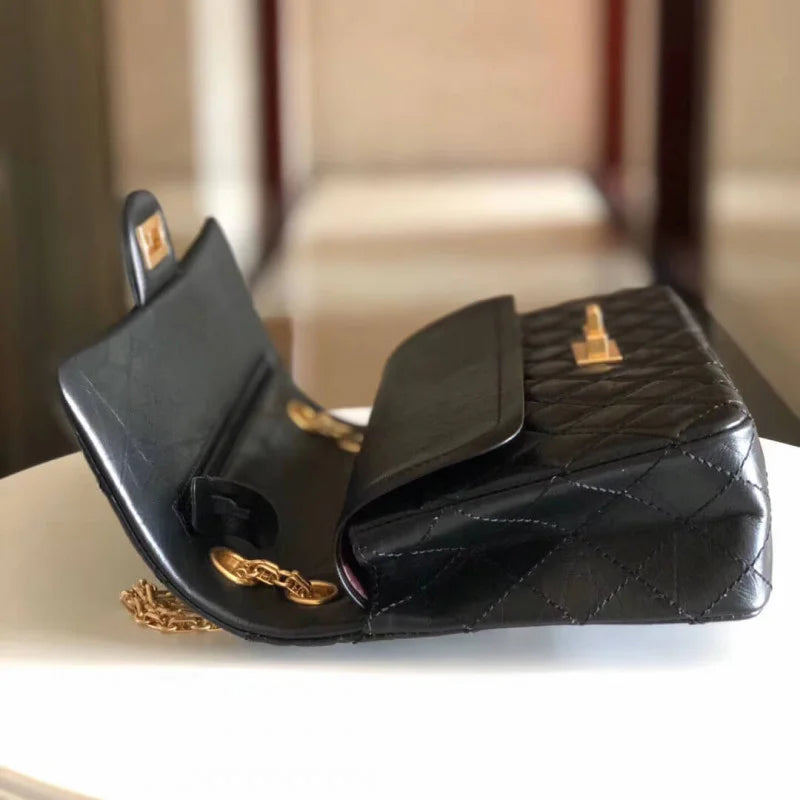 Aged Calfskin Leather Flap Bag B28209