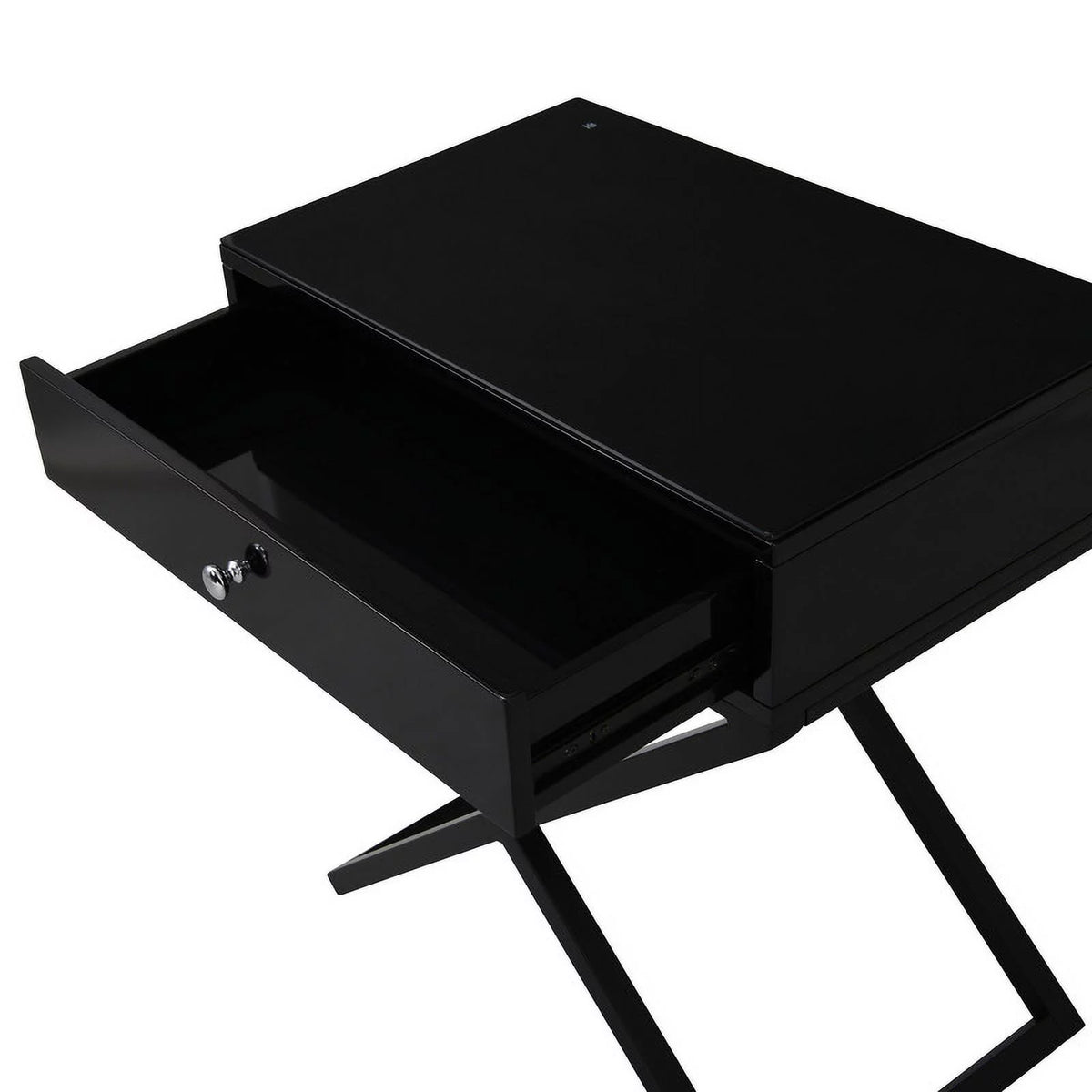 Black Wooden Nightstand with Drawer H527597