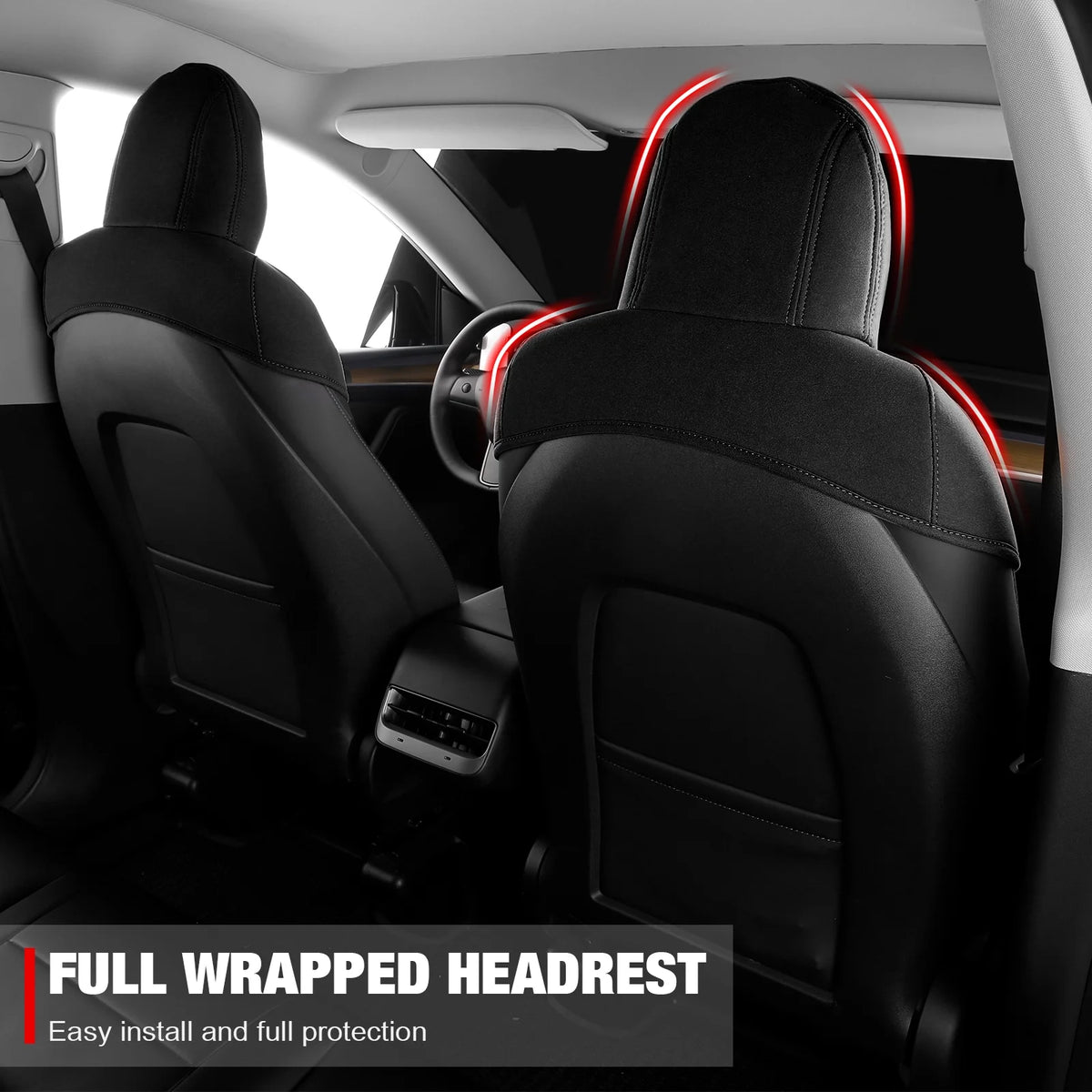 Black Suede Leather Seat Cover Cushions for Tesla Model 3 W7179