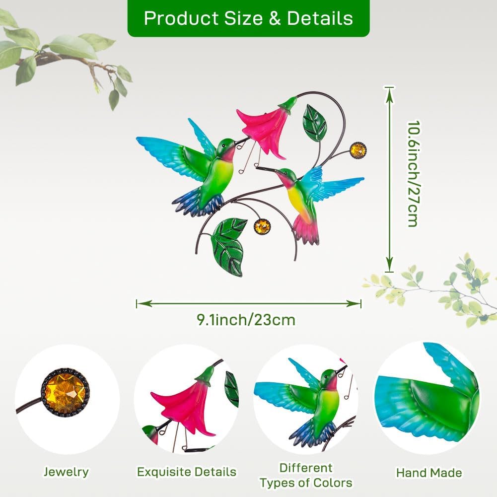 Metal Wall Art Hummingbird With Flower Decor H3526