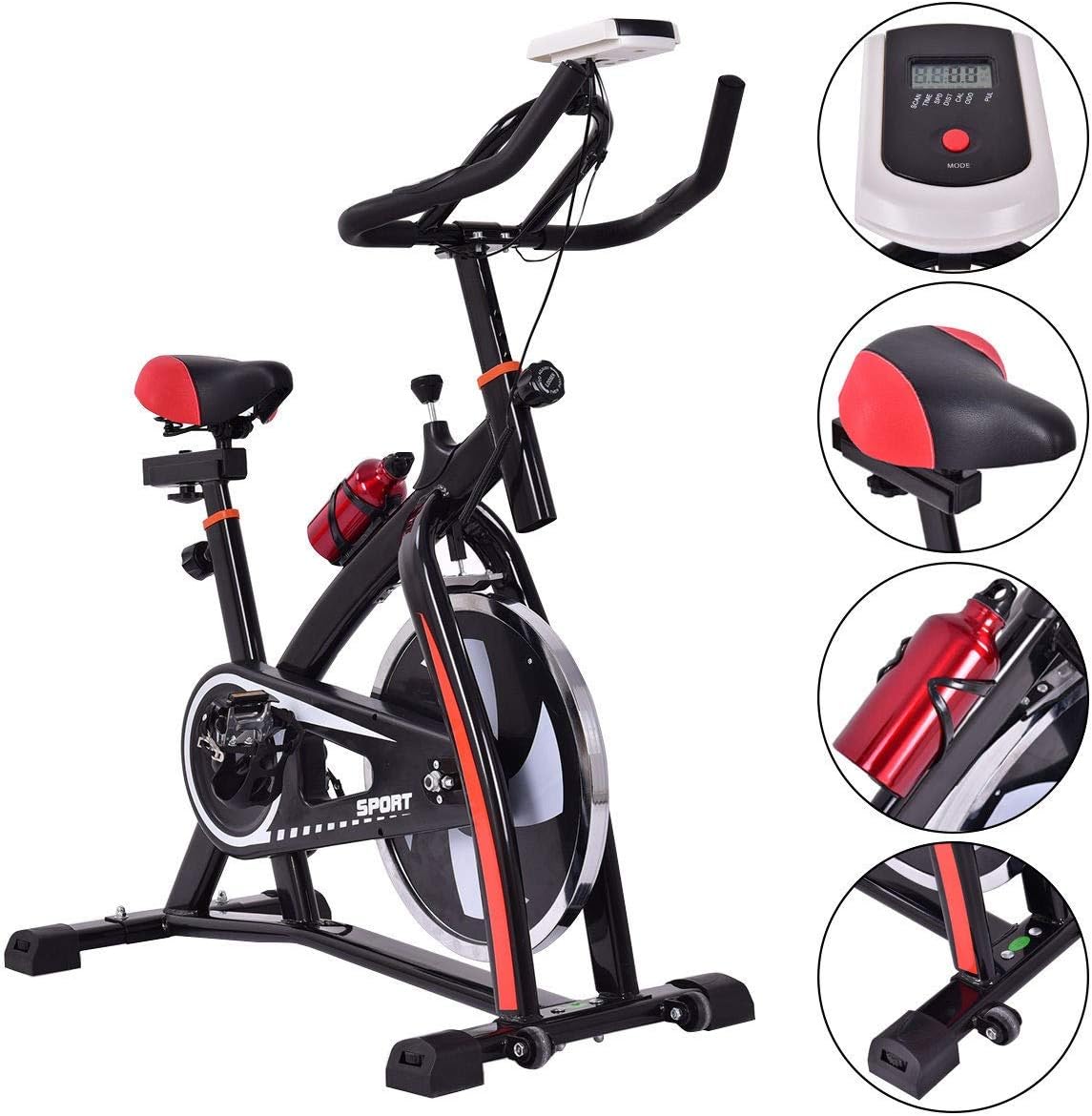 Black Exercise Bike with LCD Display & Bottle Holder A685094
