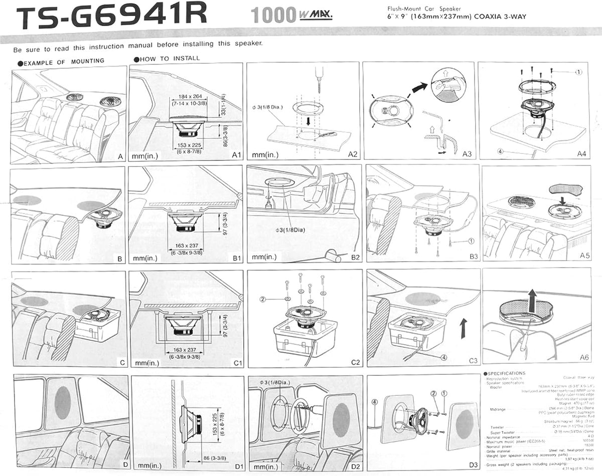 6''x 9'' 1000 Watt Max 3-Way Coaxial Speakers (2 Pack) R88536