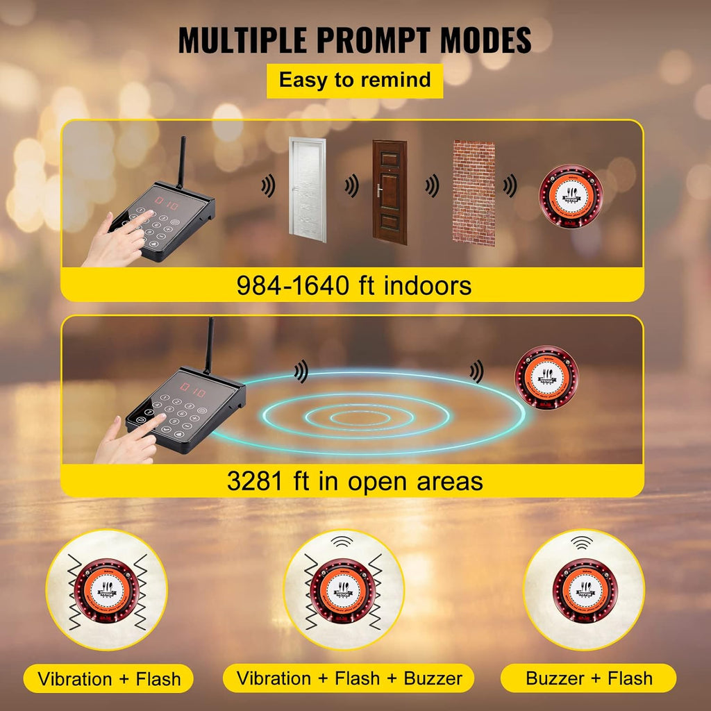 Wireless Paging System with Vibration, Flashing and Buzzer Z44737