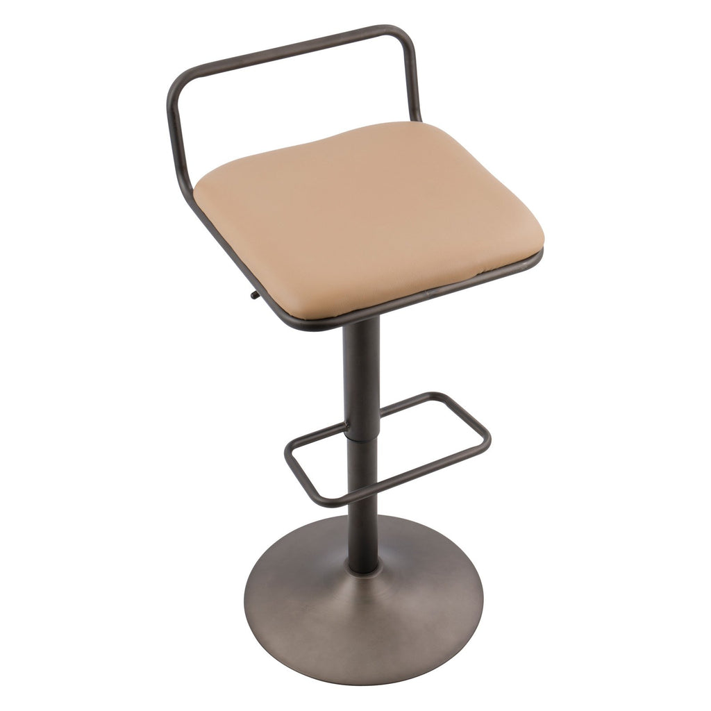 Antique Camel Faux Leather Barstool Set Of 2 N2333
