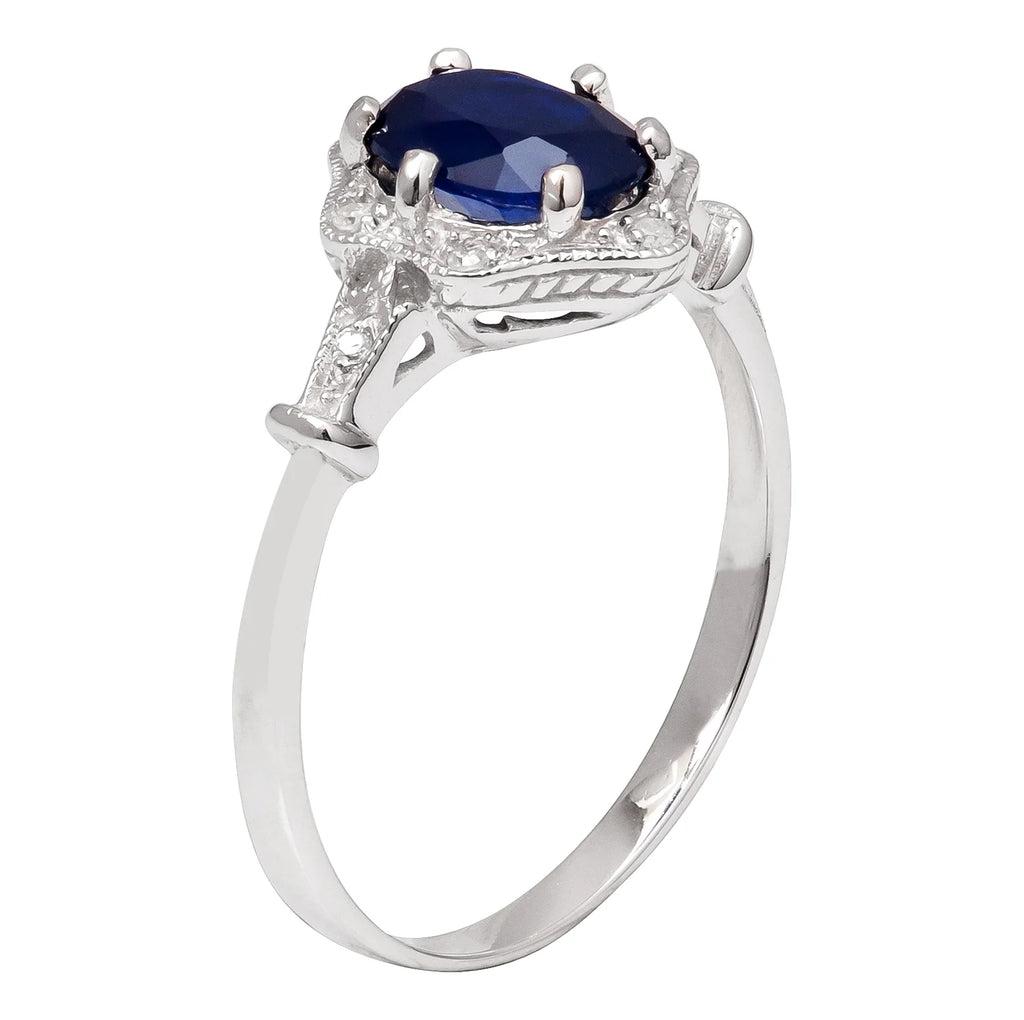 Vintage Style Oval Sapphire and Diamond Halo Ring C62573