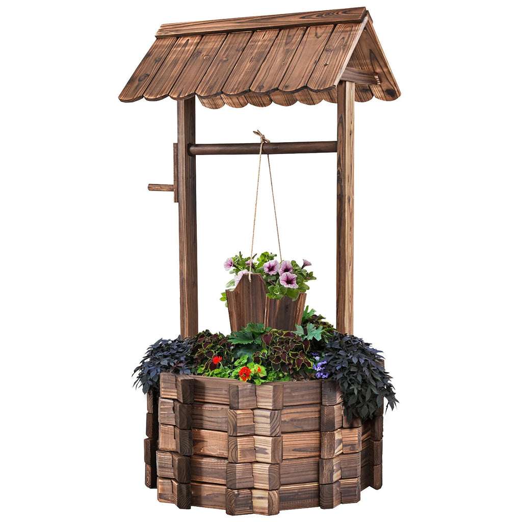 Wooden Wishing Well Planter Y911