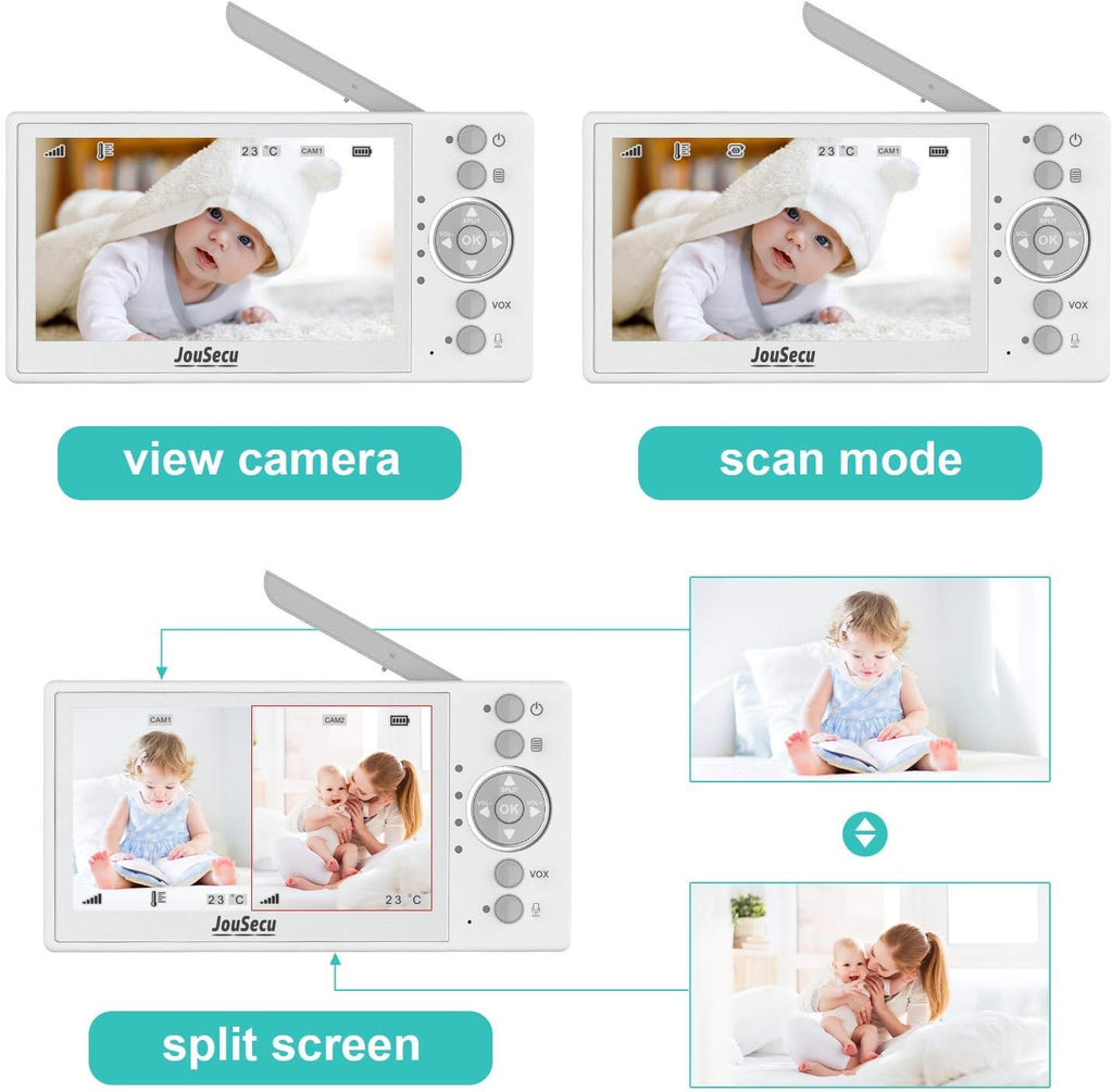 4.3 Inches LCD Split Screen Baby Monitor with 2 Camera U8858