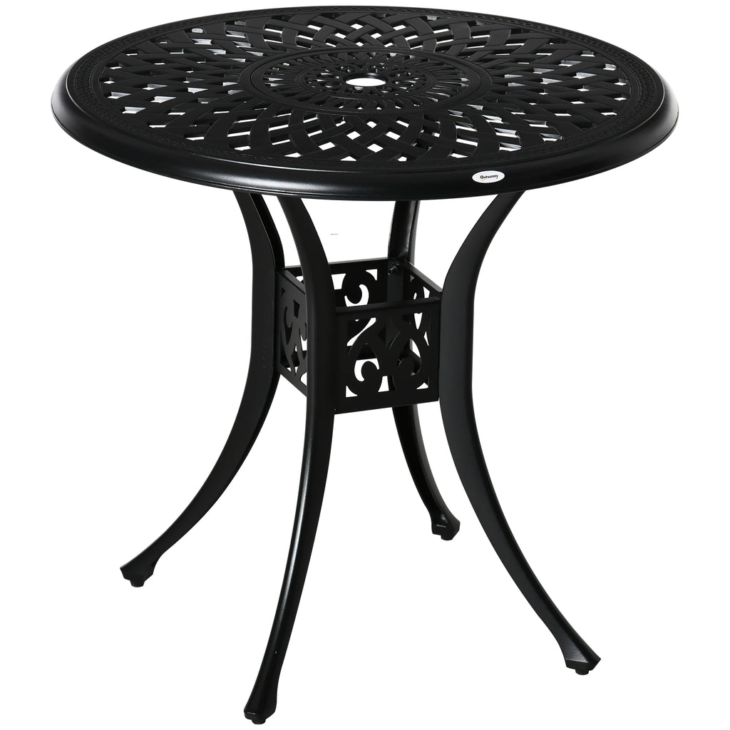 30 Round Patio Dining Table with Umbrella Hole, Black X826556