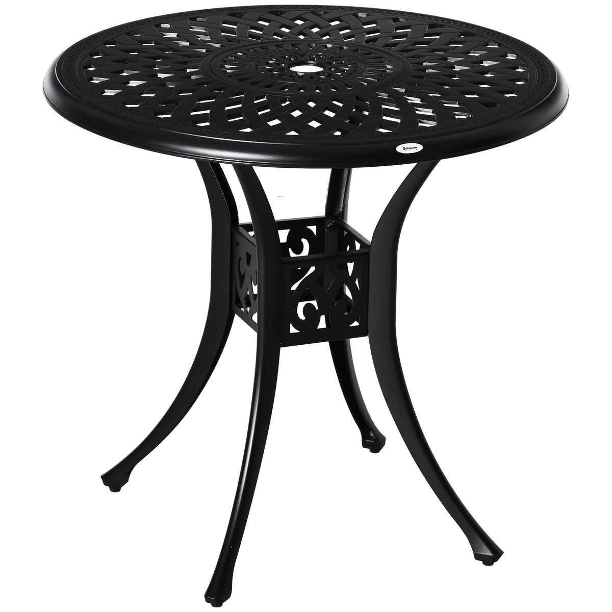 30 Round Patio Dining Table with Umbrella Hole, Black X826556