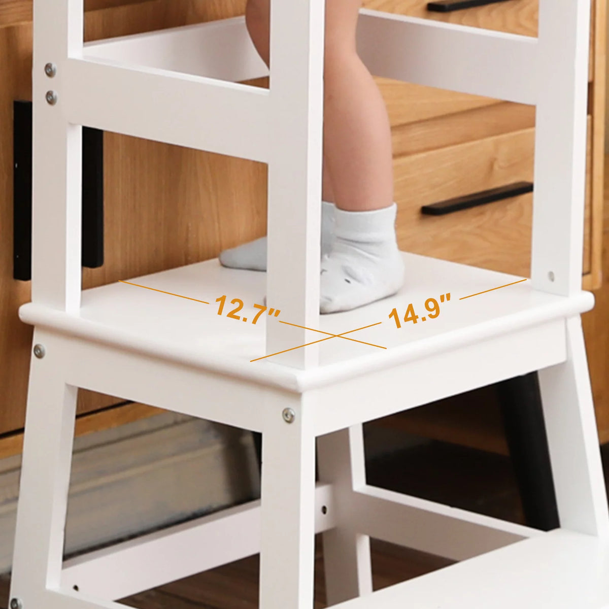 White Wooden Two Step Kids Stool N618497