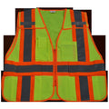 Lime Solid Safety Vest with Orange Binding, 5-Point Breakaway, 5 Pockets S96344