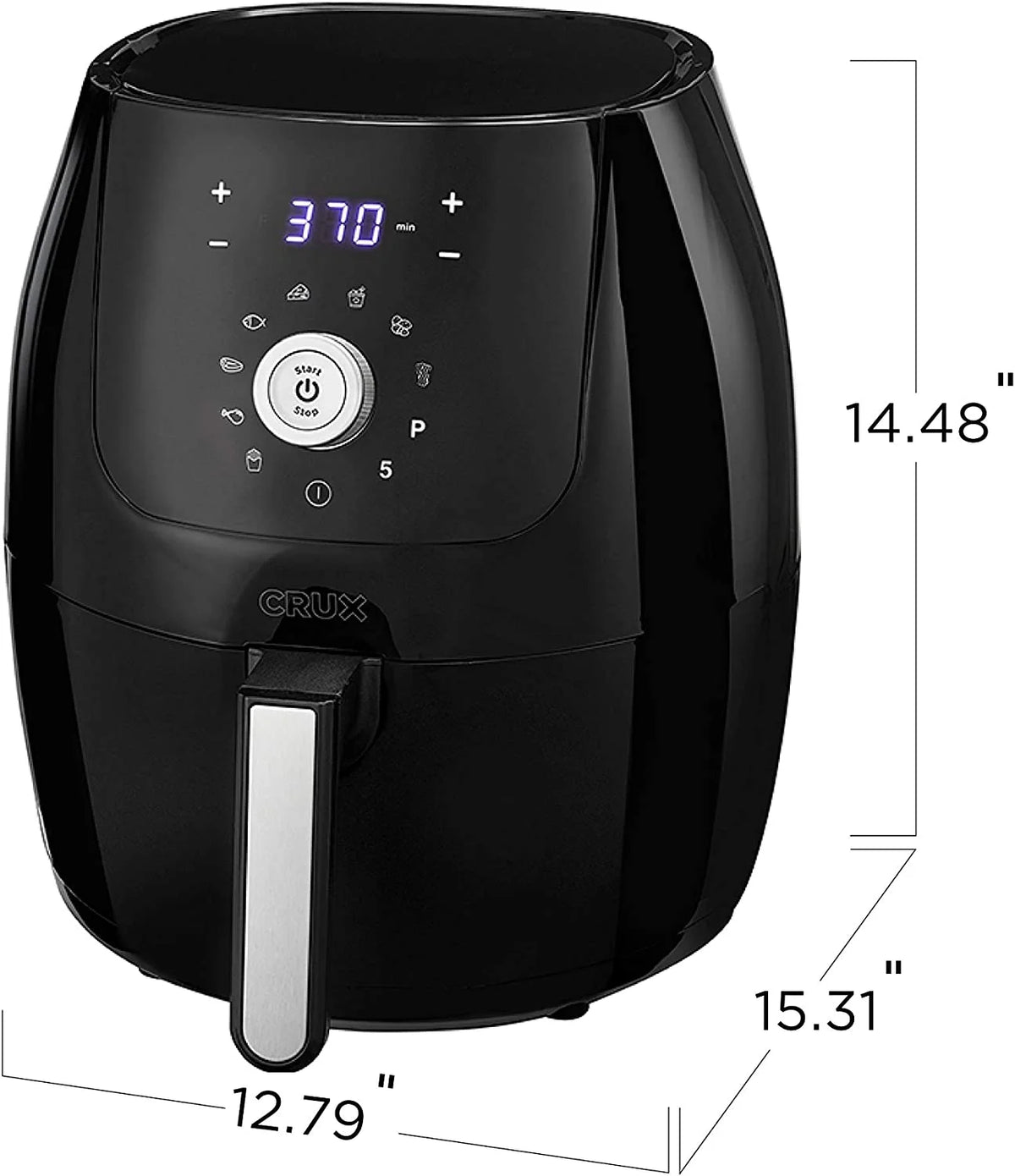 6 Qt Digital Air Fryer with Nonstick Removable Pan and Crisping Tray, Black R848613