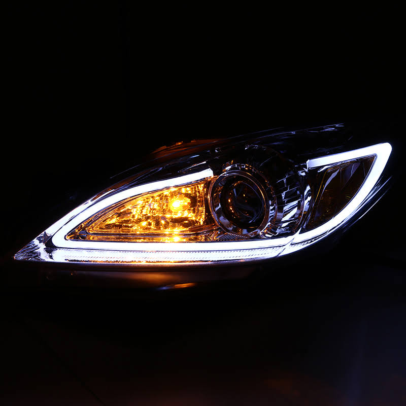 Chrome Projector Headlights with LED DRL Strip V3098