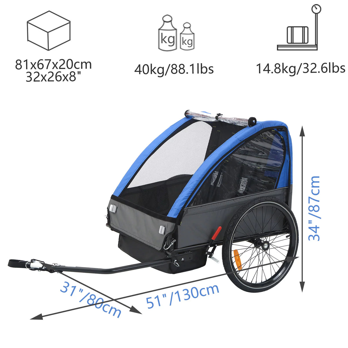 Red Foldable Kids Bike Trailer Q507