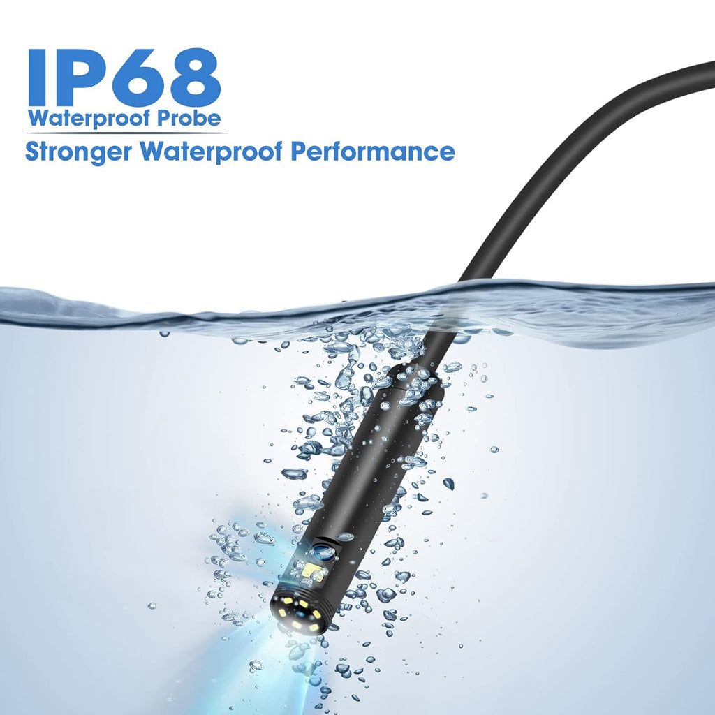 Triple Lens Endoscope Camera with 5 Inch IPS Screen and 16.5ft Semi-Rigid Cable I63914