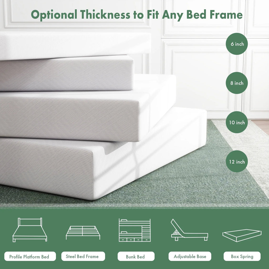 Queen Cooling Gel Memory Foam Medium Firm Mattress P7601