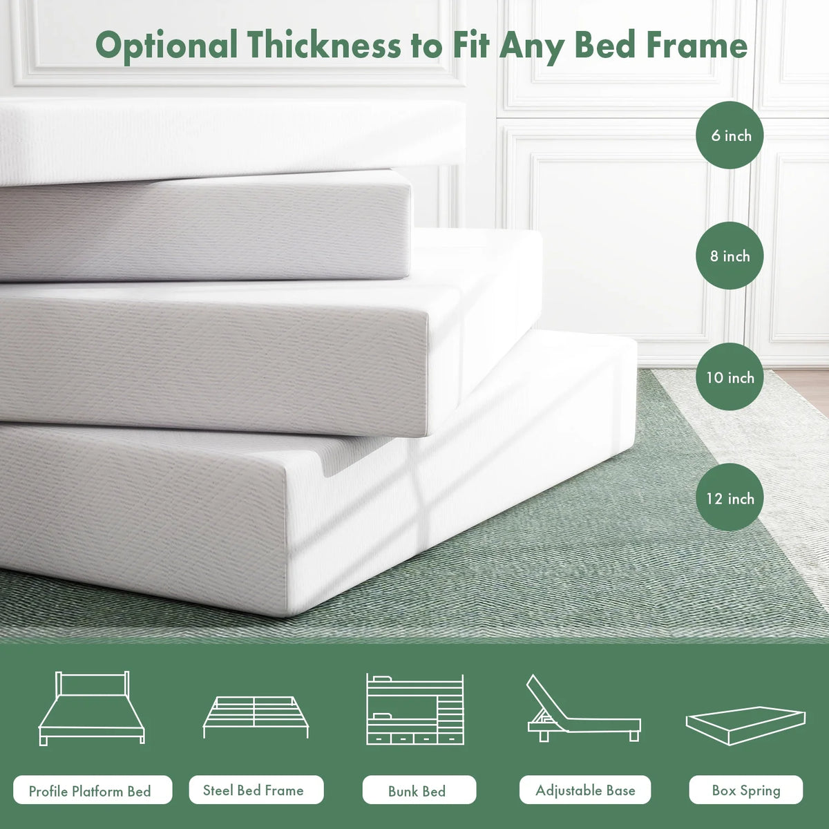Queen Cooling Gel Memory Foam Medium Firm Mattress P7601