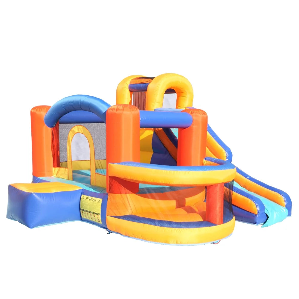 Inflatable Bounce House Slide Bouncer with Basketball Hoop Climbing Wall E1818