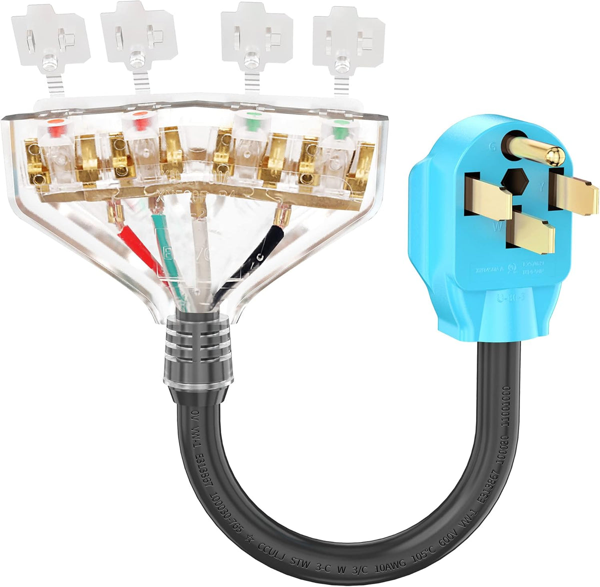 50 Amp to 110V RV Generator Distribution Adapter Cord with Dust Protection Caps J923