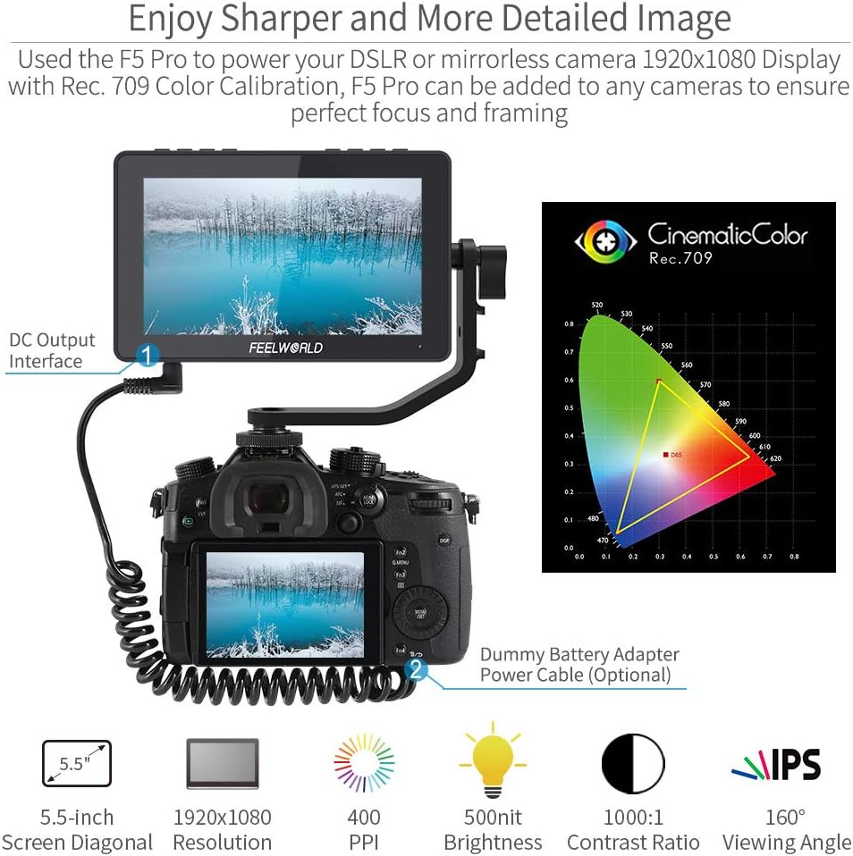 5.5 Inch Touch Screen DSLR Camera Field Monitor with 4K HDMI Input Output H8038