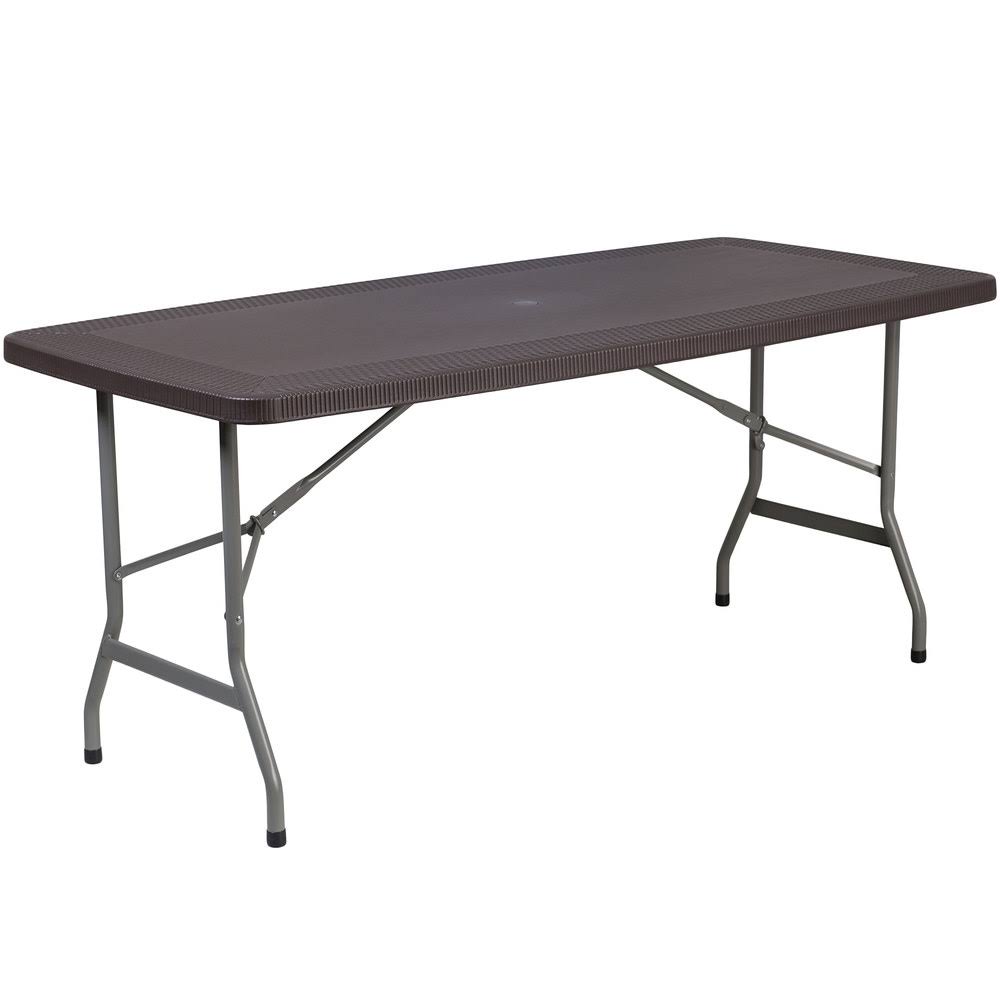 Rattan Plastic Folding Table Set with 6 Chairs Q171771