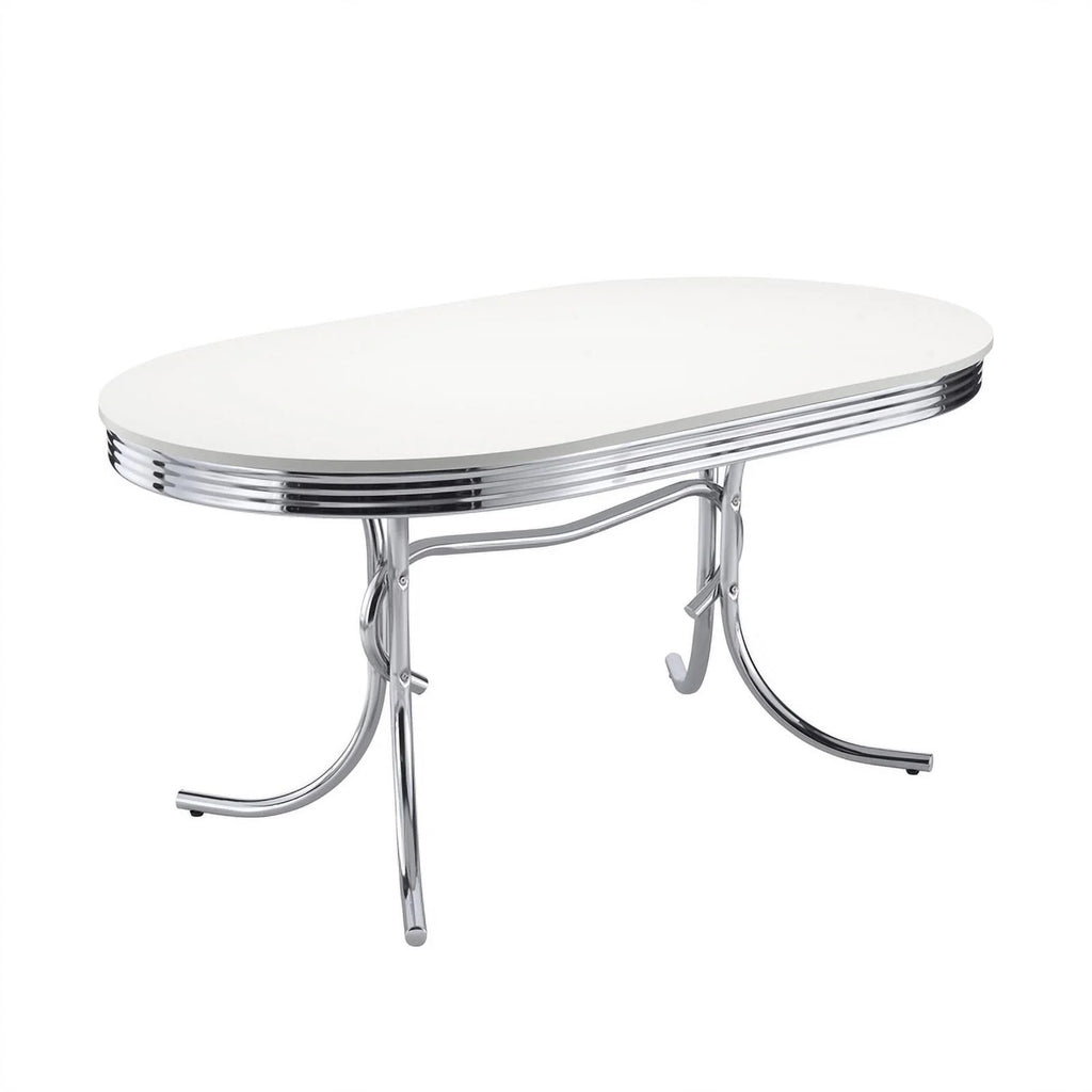 Chrome and Black 5-Piece Metal Oval Dining Set C30022