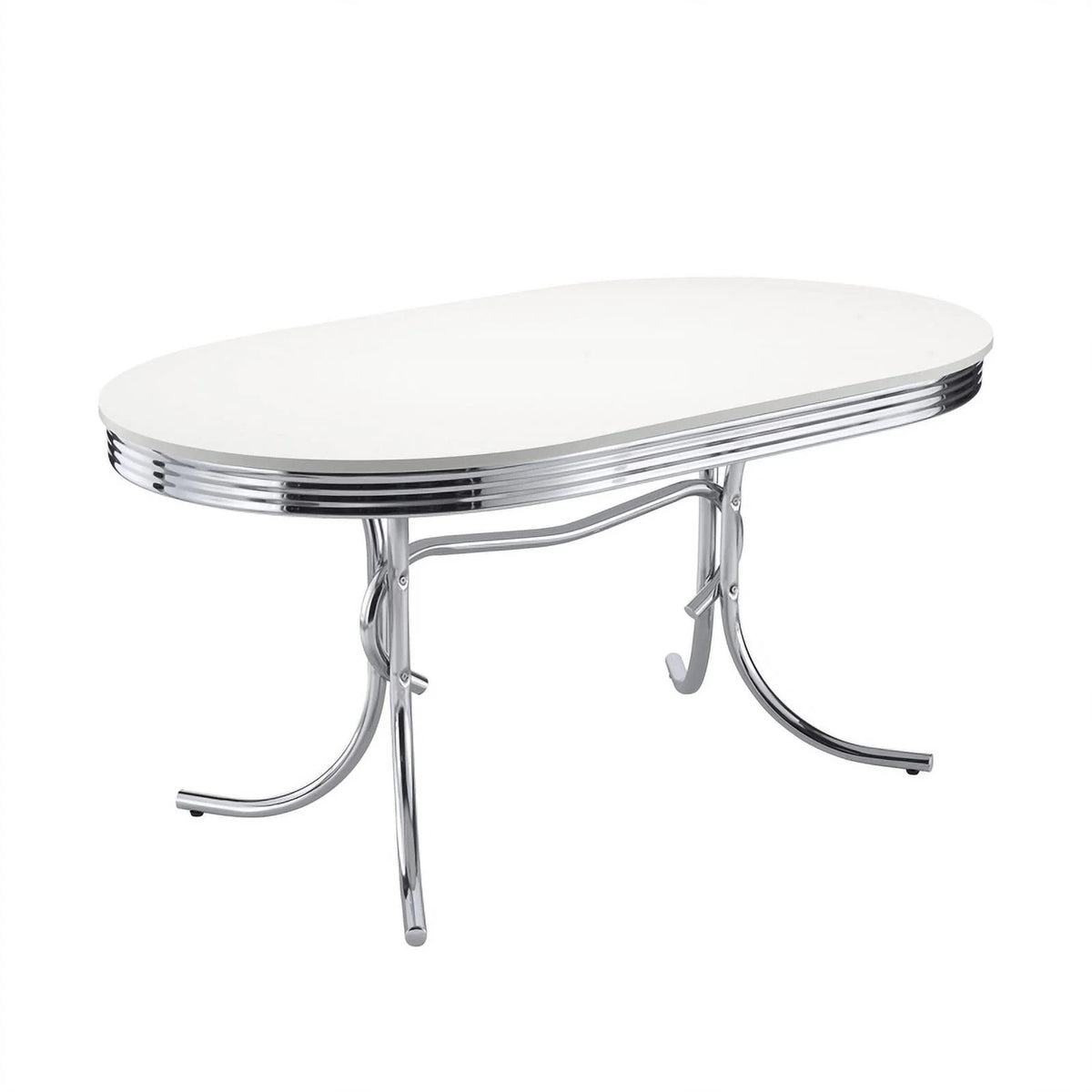 Chrome and Black 5-Piece Metal Oval Dining Set C30022