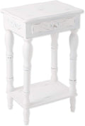 White Carved Wood Nightstand J930