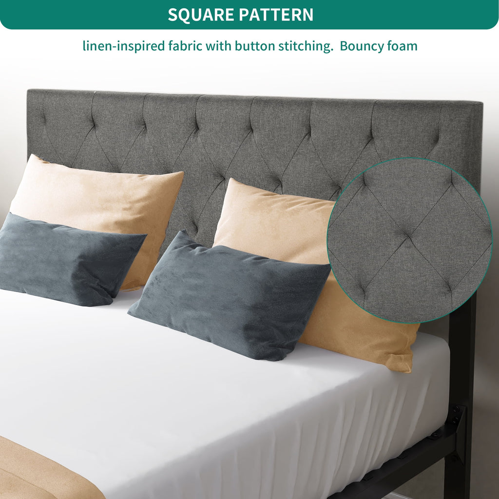 Full Size Upholstered Platform Bed with Adjustable Headboard X6527
