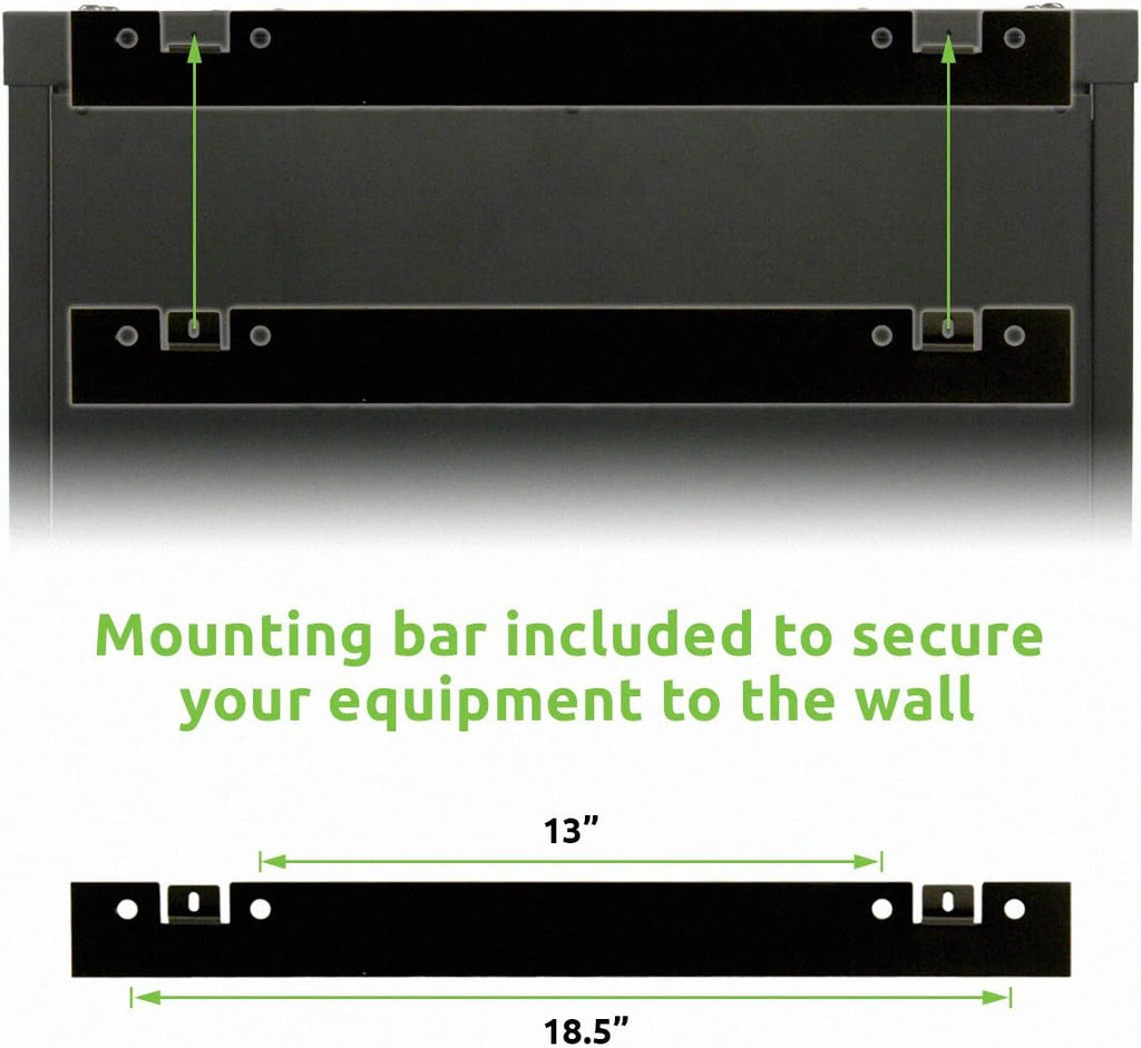 6U 19-Inch Server Network Rack with Locking Glass Door Black Z51042
