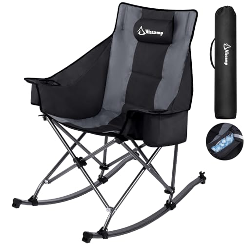 Oversized Padded Rocking Camping Chair with Cooler Bag R636407