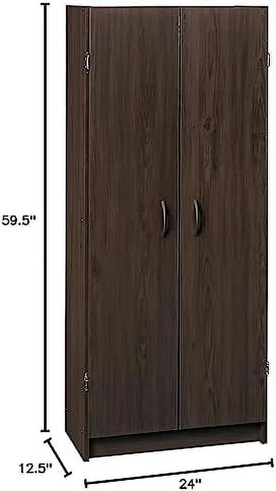 Pantry Cabinet Cupboard with 2 Doors Adjustable Shelves Dark Cherry T93787