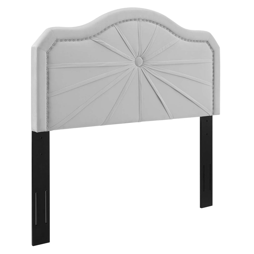 Light Gray Pleated Performance Velvet Full/Queen Headboard T939456
