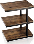 3-Tier Rustic Brown Wood Side Table with Metal Frame T184237