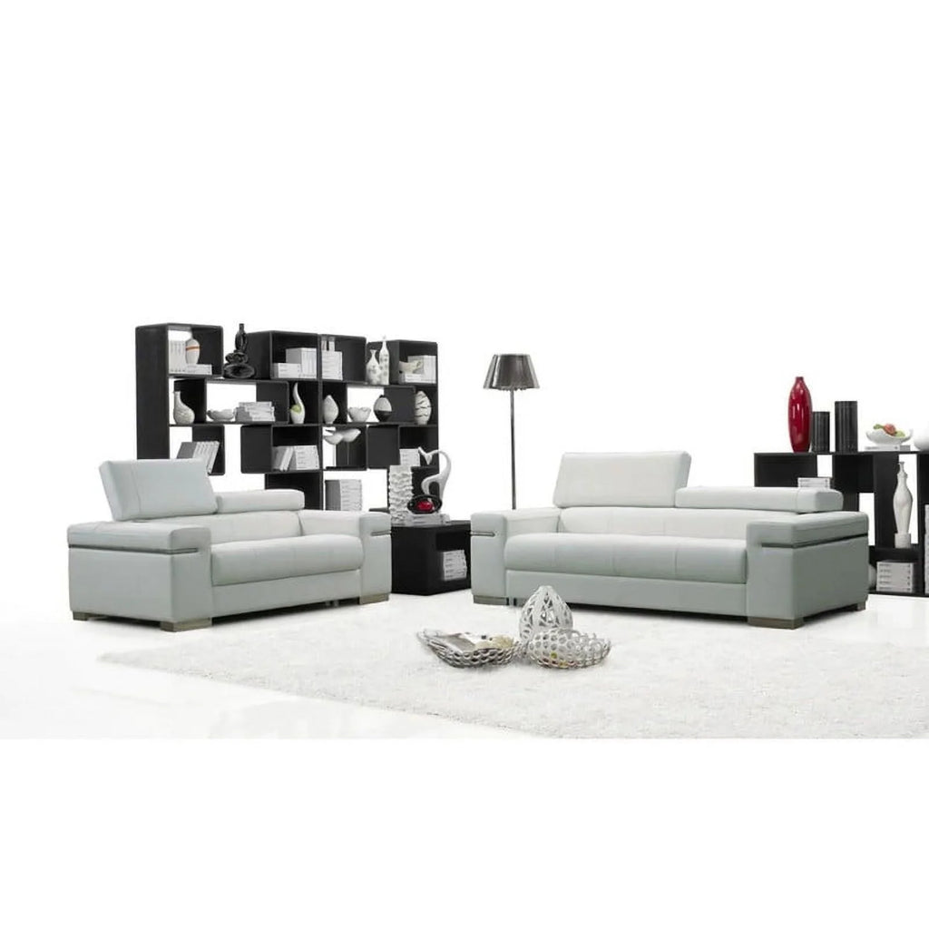 White 2-Piece Leather Sofa Set N715
