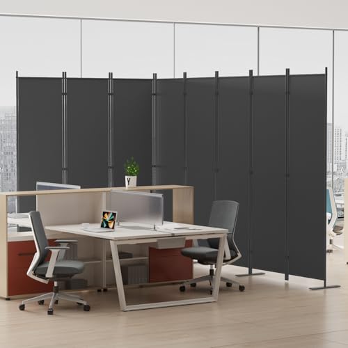 8-Panel 6 ft Tall Indoor Folding Room Divider, Dark Grey U207