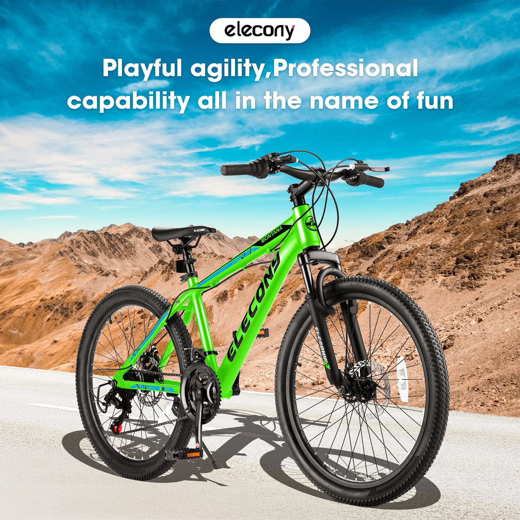 24 Green Aluminum Mountain Bike with Disc Brakes J1247