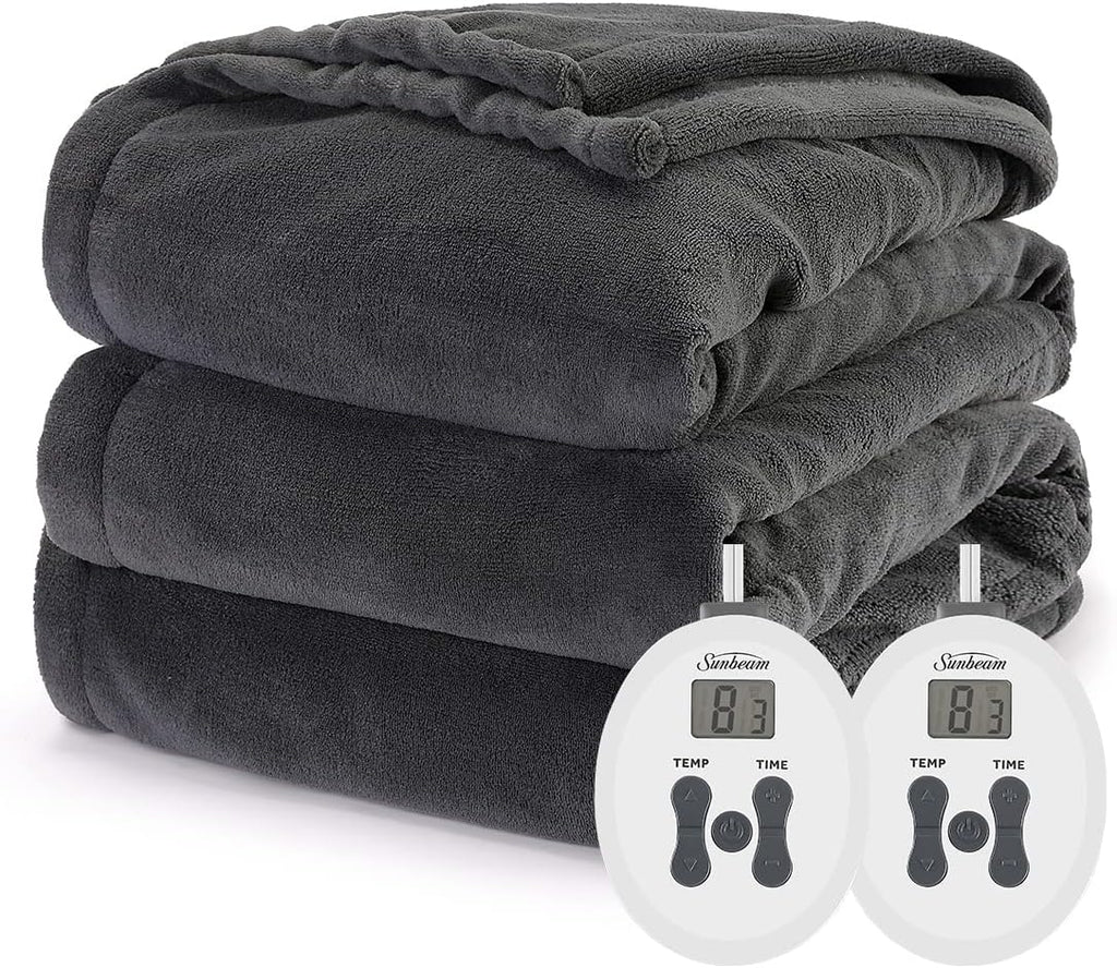 King Slate Grey Electric Heated Blanket with Dual Zone H3209