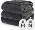 King Slate Grey Electric Heated Blanket with Dual Zone H3209
