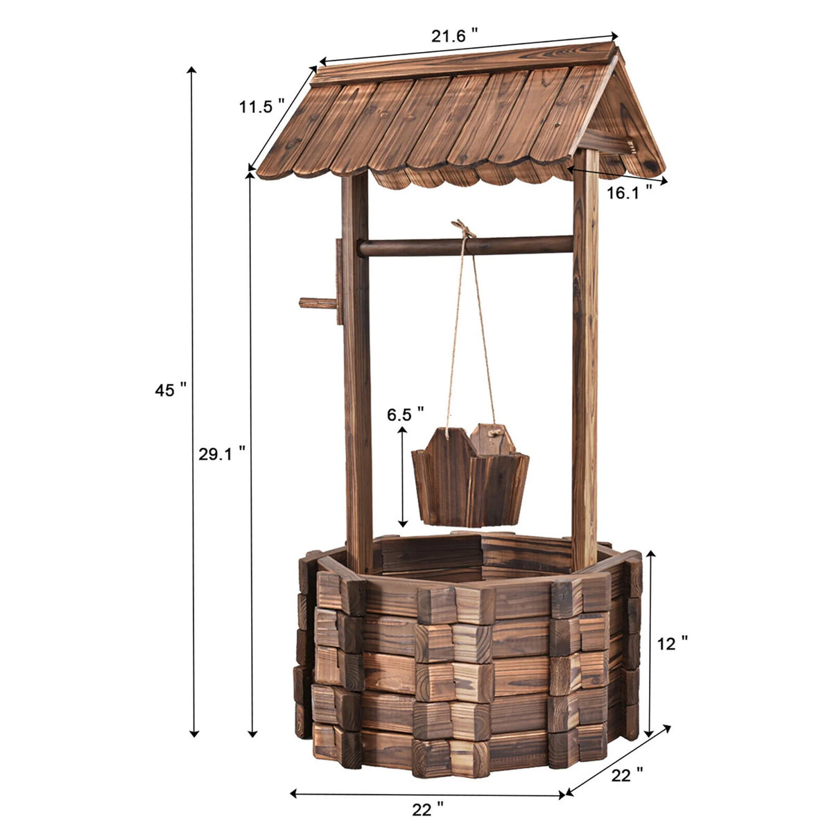 Wooden Wishing Well Planter Y911