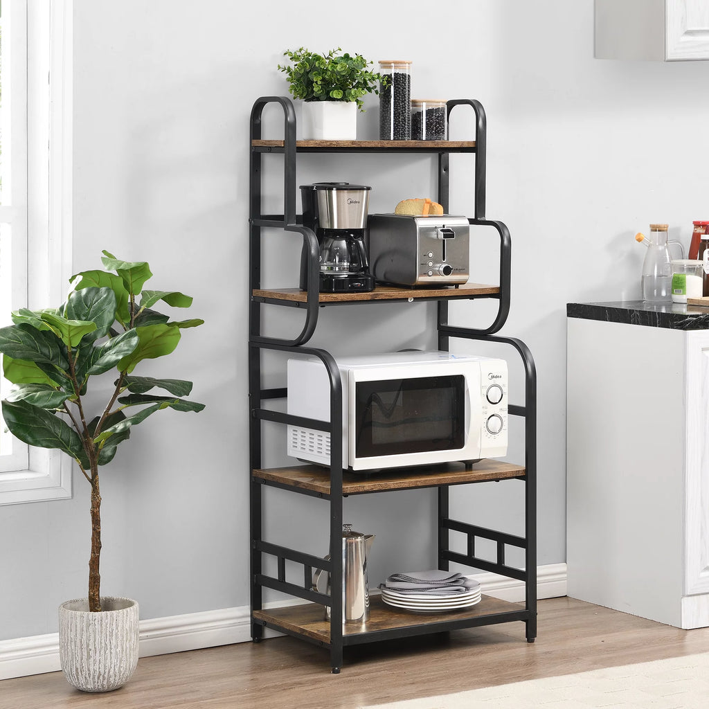 4-Tier Kitchen Bakers Rack with Storage Shelves D172