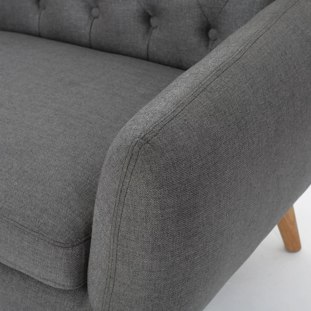 Dark Grey Tufted Fabric Sofa F827