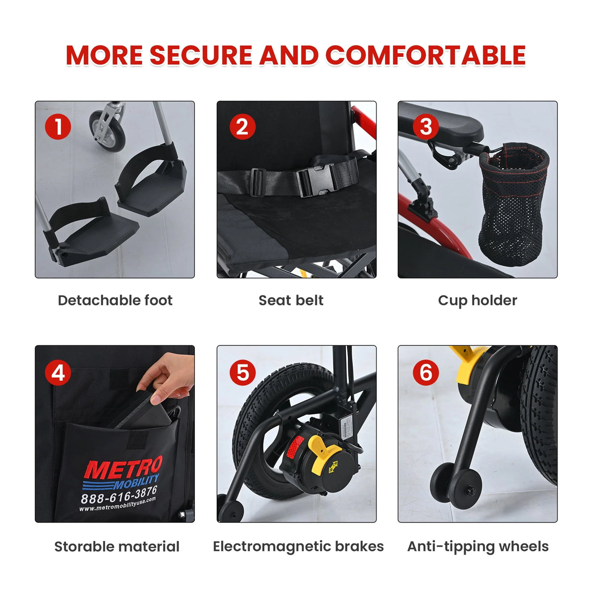 Lightweight Foldable Electric Wheelchair with Cup Holder & Anti-Tipper R427925
