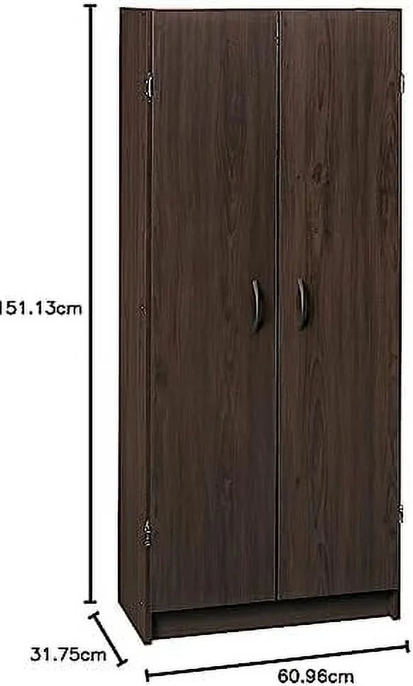 Pantry Cabinet Cupboard with 2 Doors Adjustable Shelves Dark Cherry T93787