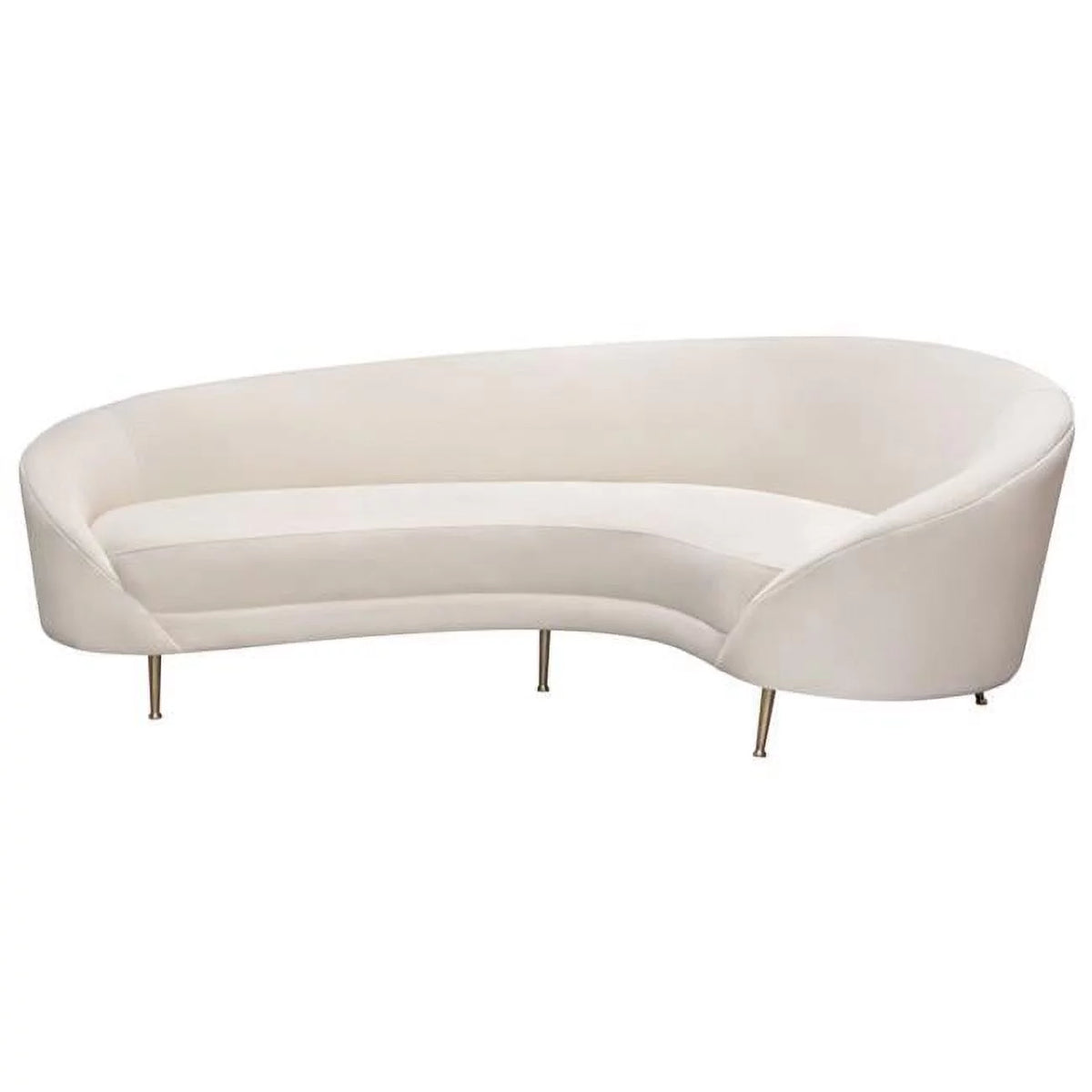 Light Cream Velvet Curved Sofa G662