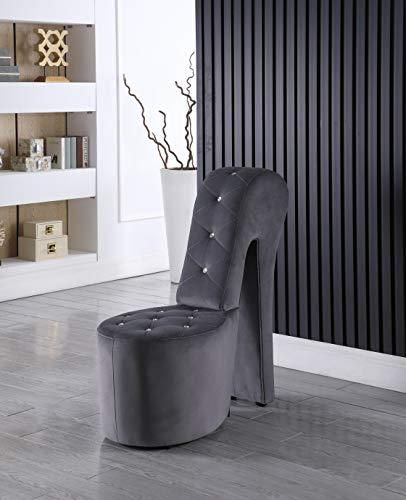 Black Velvet Shoe Chair with Crystal Studs I70727