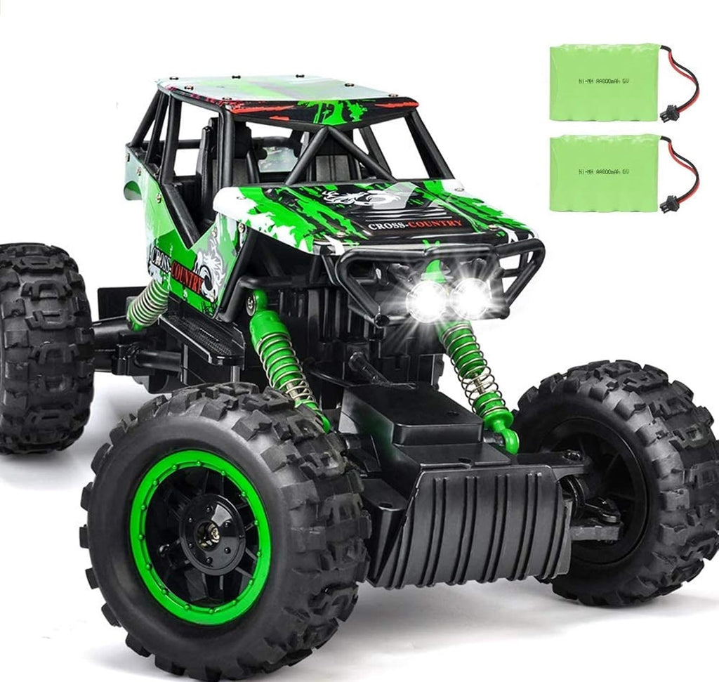 RC Cars Remote Control Car 1:12 Off Road Monster Truck 2.4Ghz All Terrain Hobby Car with 2 Batteries 4WD Dual Motors LED Headlight Rock Crawler Pack of 2 Q60509