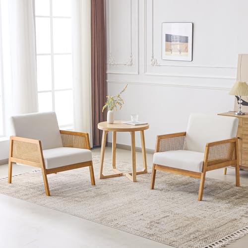 Linen Fabric Accent Chair Set of 2 Beige P147890